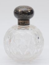 A George V silver topped cut glass dressing table bottle, Chester 1923.