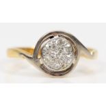 An 18ct gold and platinum eight cut diamond cluster ring, N, 2.7gm.