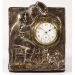 An Edwardian novelty silver desk strut clock, by Thomas Eady & Co., London 1909, RD 545646,