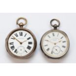 Two silver open faced key wind pocket watches, to include a Lundy & Son of Pocklington example, (2).