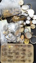 A group of mixed pocket and wrist watch parts/spares.