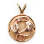 Clogau, a 9ct Welsh gold circular leaf pendant, 21 x 15mm, 2.6gm.