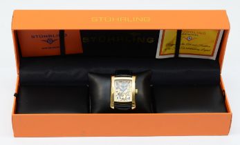 Stuhrling, a stainless steel gold plated Gentleman's wrist watch, 19 jewel movement, Krysterna