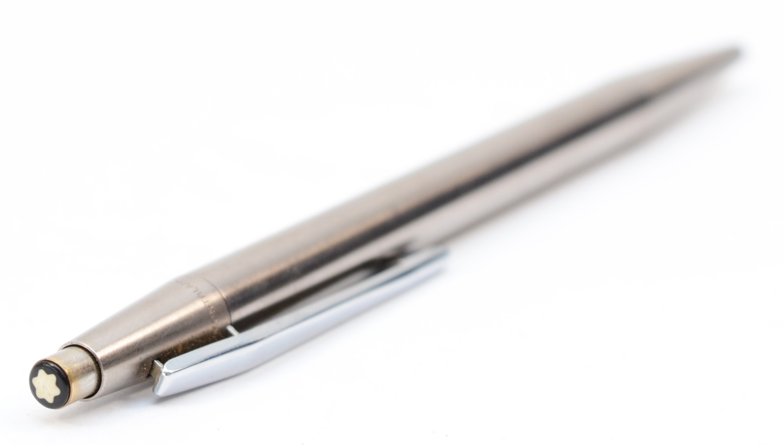 Montblanc, a stainless steel bodied Noblesse ball point pen, 13.5cm, the pen wont click to the on - Image 2 of 2