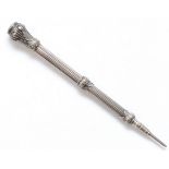 An early 20th century silver bodied propelling pencil, by S. Mordan& Co, purple paste stone