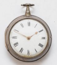 Dan Simpson of Wigton, a silver cased open faced key wind fusee pocket watch, London 1792, the