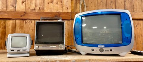 A 1970s Sony 'Solid State' portable TV, model 9-90 UB, together with a retro Crown portable TV,