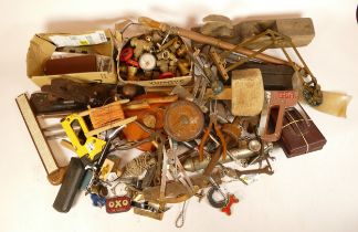 A collection of early 20th century and later carpenters hand tools and associated accessories in two