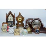 A collection of early 20th century and later clocks, to include mantel, carriage, traveling alarm