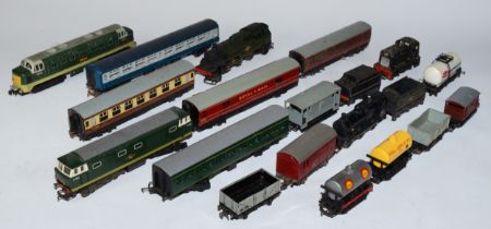 Hornby Railways; 00 gauge, comprising five locomotives, five carriages with freight and goods