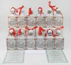 A boxed set of 'The Twelve Days Of Christmas' porcelain bells by Hutschenreuther, circa 1997 Ltd