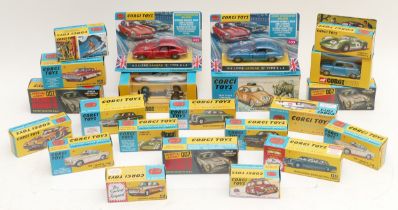 Corgi Toys; Twenty one replica diecast model vehicles, all boxed in unused condition.