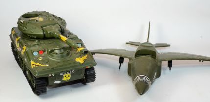 Action Man vehicles, comprising a military tank, jet plane, truck and a 4x4 roadster car. (4)