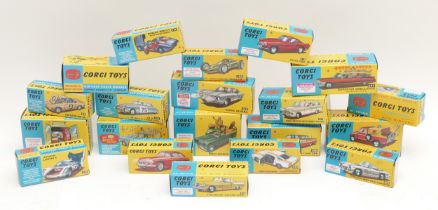 Corgi Toys; Twenty replica diecast model vehicles, all boxed in unused condition.