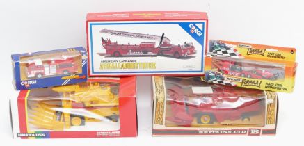 Britains Toys; To include 9571 New Holland combine harvester, a 9570 Massey Ferguson combine