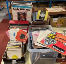 A substantial collection of vinyl 33rpm & 45rpm records, comprising pop music spanning three decades