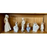 A collection of six porcelain Nao figurines, tallest 30cm. (6)