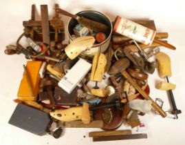 A collection of early 20th century and later carpenters hand tools and associated accessories in two