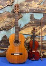 A 20th century cased violin 'Stentor student', with bow, together with a 1970s Japan made by Yairi