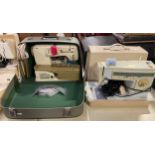 Six portable electric sewing machines, circa mid 20th century, makers to include Frister Rossmann,