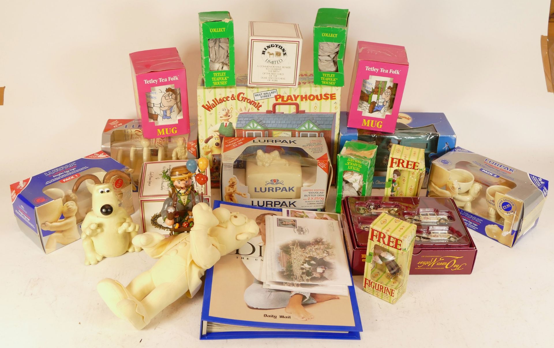 A collection of children's toys, teddies and collectables to include ceramic 'Lurpak' egg cups,