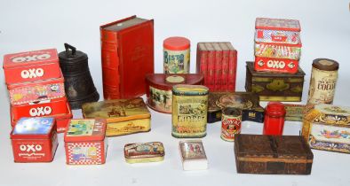 A collection of early 20th century and later advertising tins, to include a Huntley & Palmers