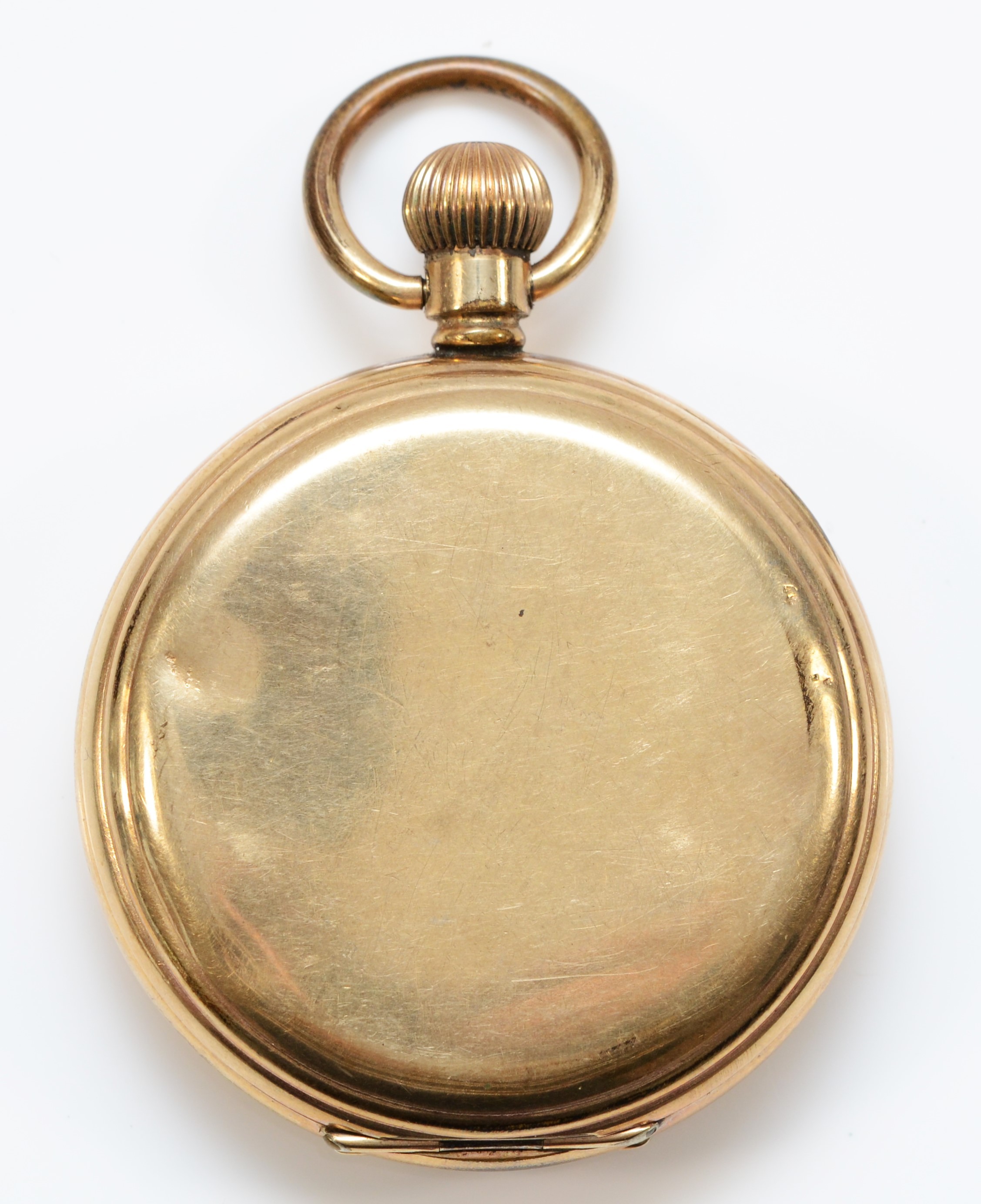 Thomas Russell & Son, a gold plated keyless wind full hunter pocket watch, 50mm, working but not - Image 2 of 3