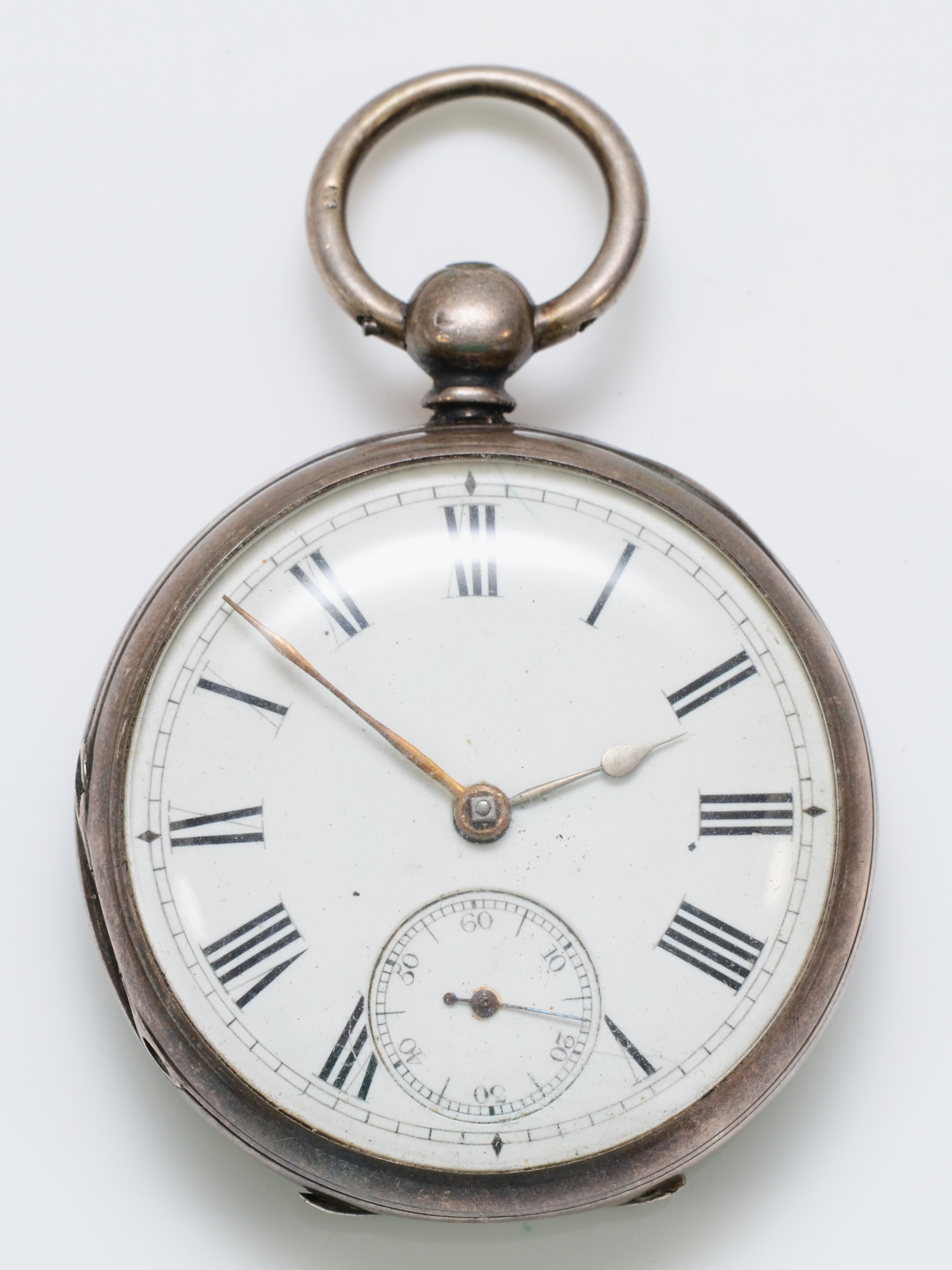 A silver key wind open face pocket watch, London 1876, 46mm, working when catalogued but not