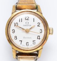 Omega, a gold plated, manual wind ladies wristwatch, 22mm, working when catalogued but not