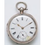 A silver key wind open face pocket watch, Birmingham 1909, inner cover engraved "High Ham