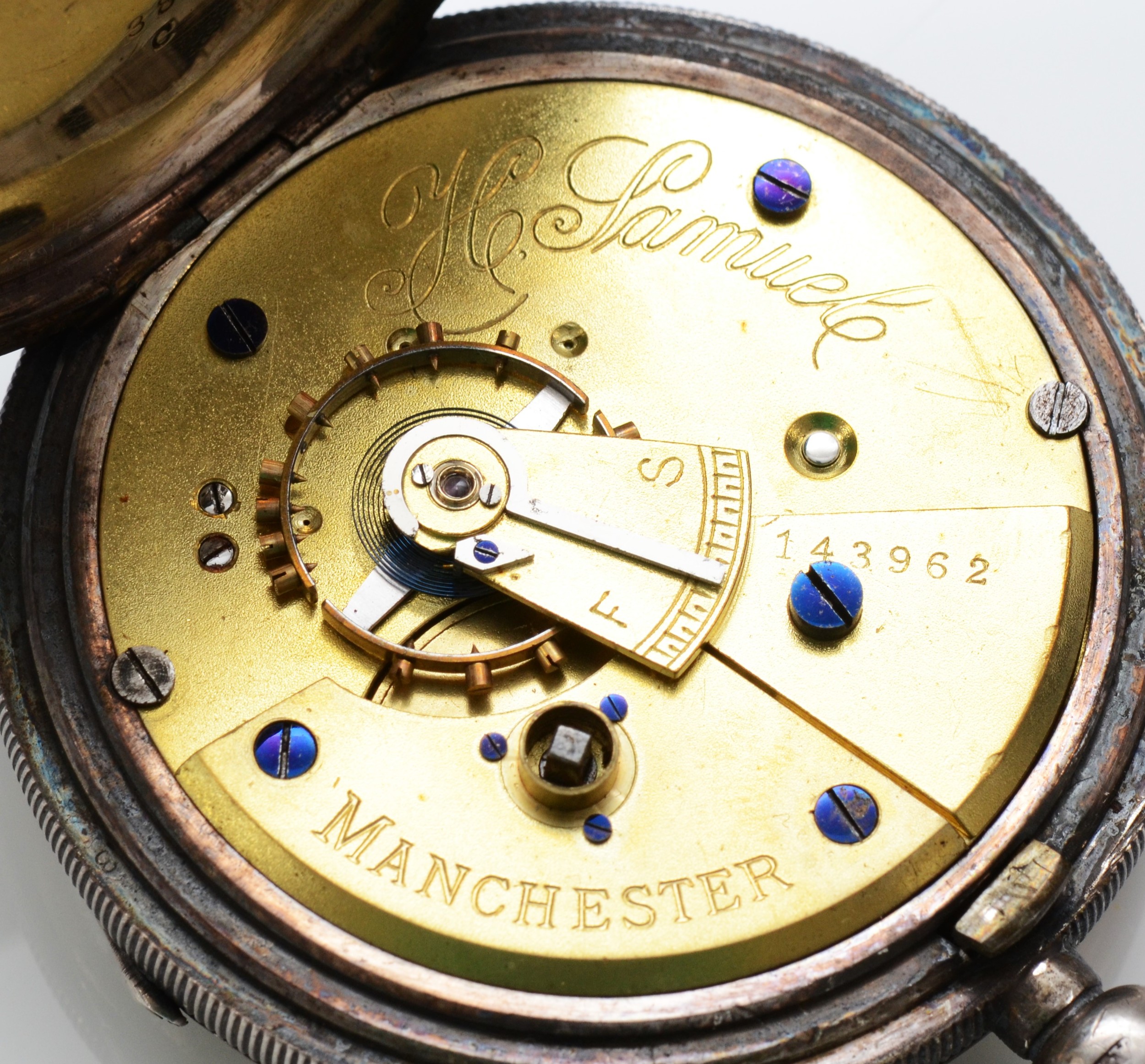 H. Samuel, silver key wind open face pocket watch, Birmingham 1903, 51mm, not working when - Image 3 of 3