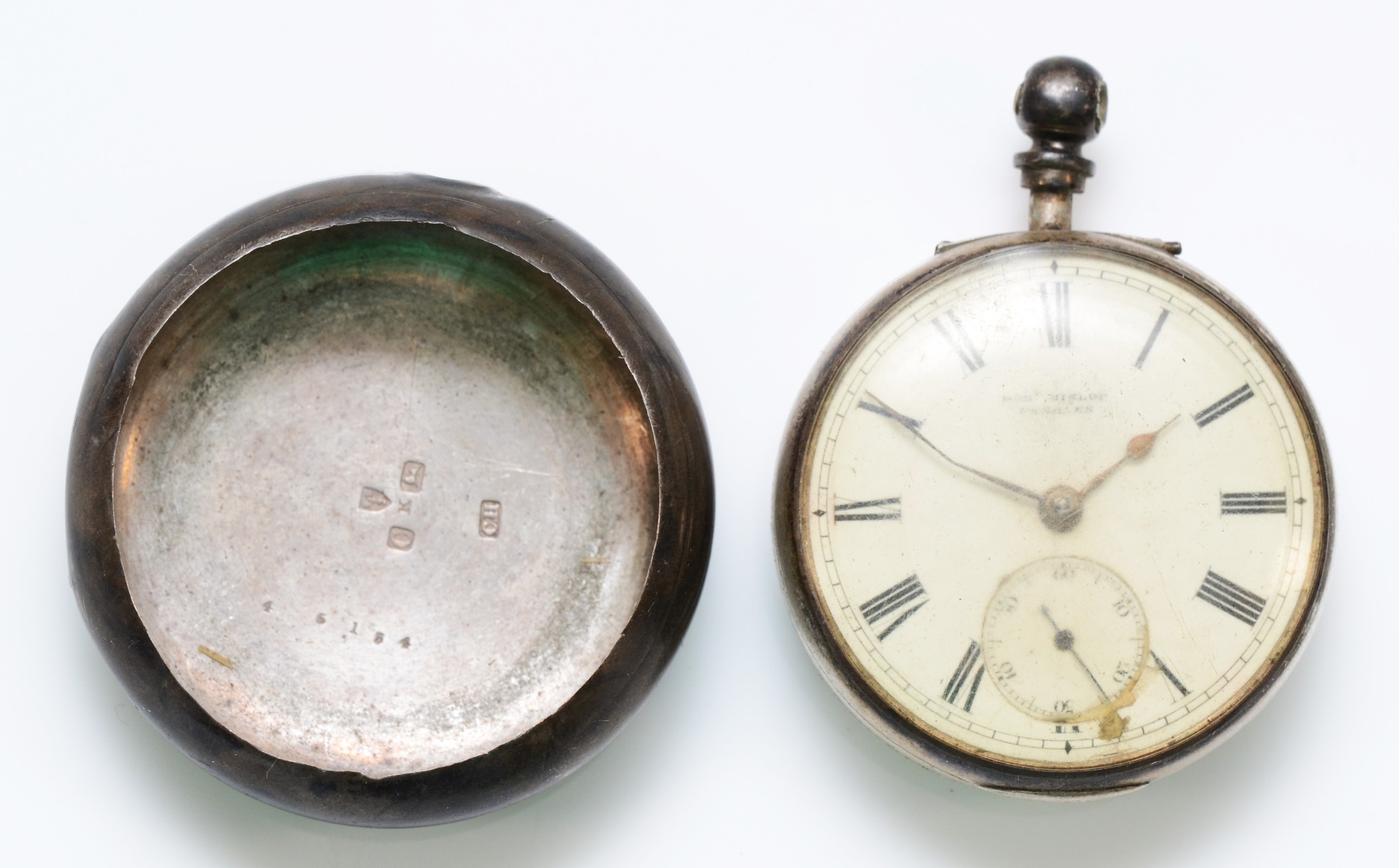 John Hislop, Peebles, a silver pair cased fusee pocket watch, both cases Chester 1886, signed and - Image 3 of 5