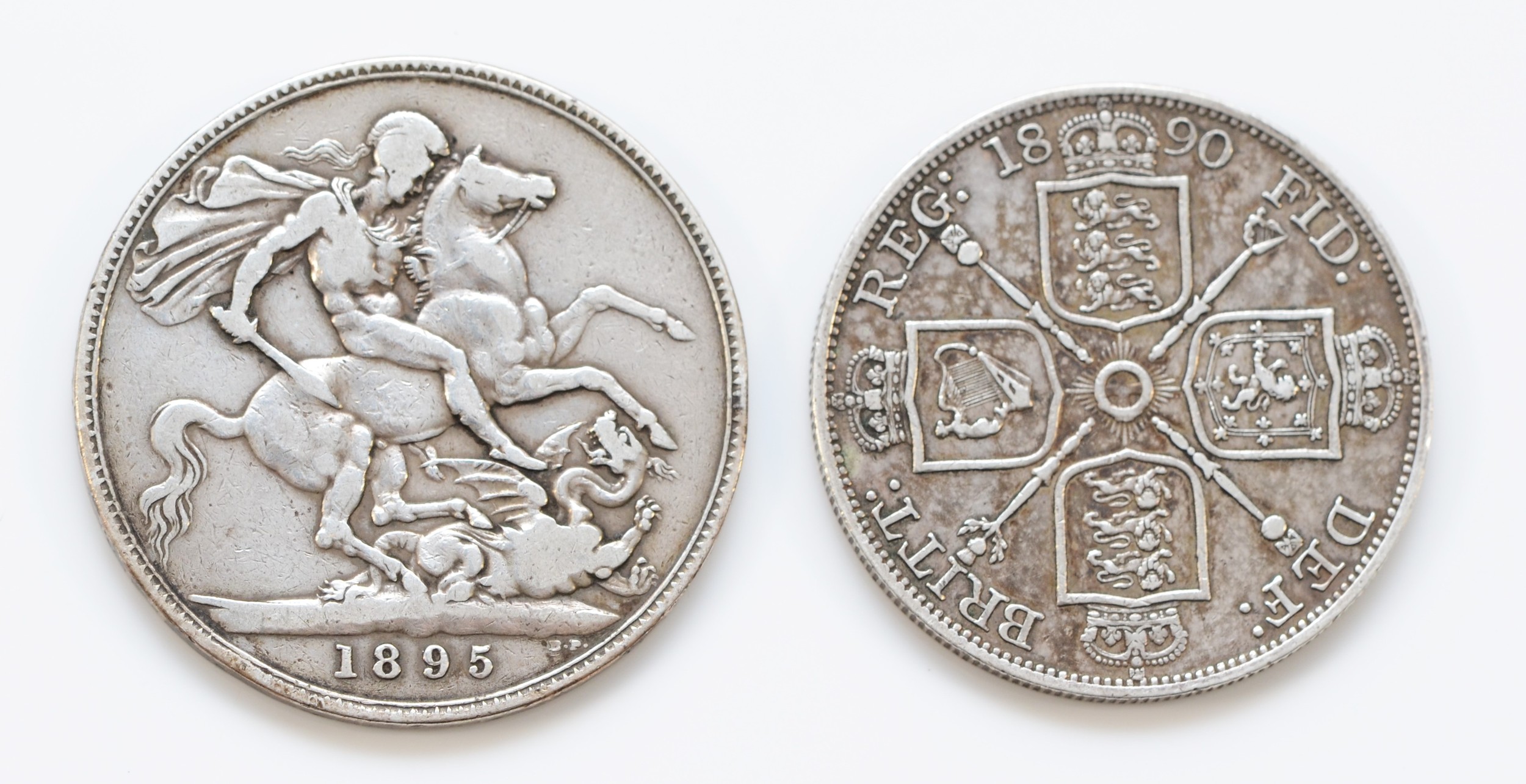 Victoria, crown, 1895, edge inscribed; DECUS ET TUTAMEN ANNO REGNI LVIII, together with a double - Image 2 of 4