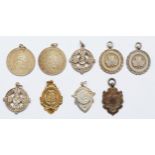 Nine various silver watch fobs, various dates, 82gms