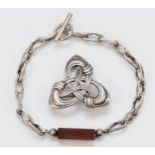 N.E. From, a Danish silver and agate bracelet, import marks for London 1976, 20cm and Johannes