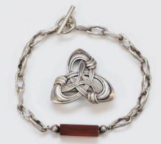 N.E. From, a Danish silver and agate bracelet, import marks for London 1976, 20cm and Johannes