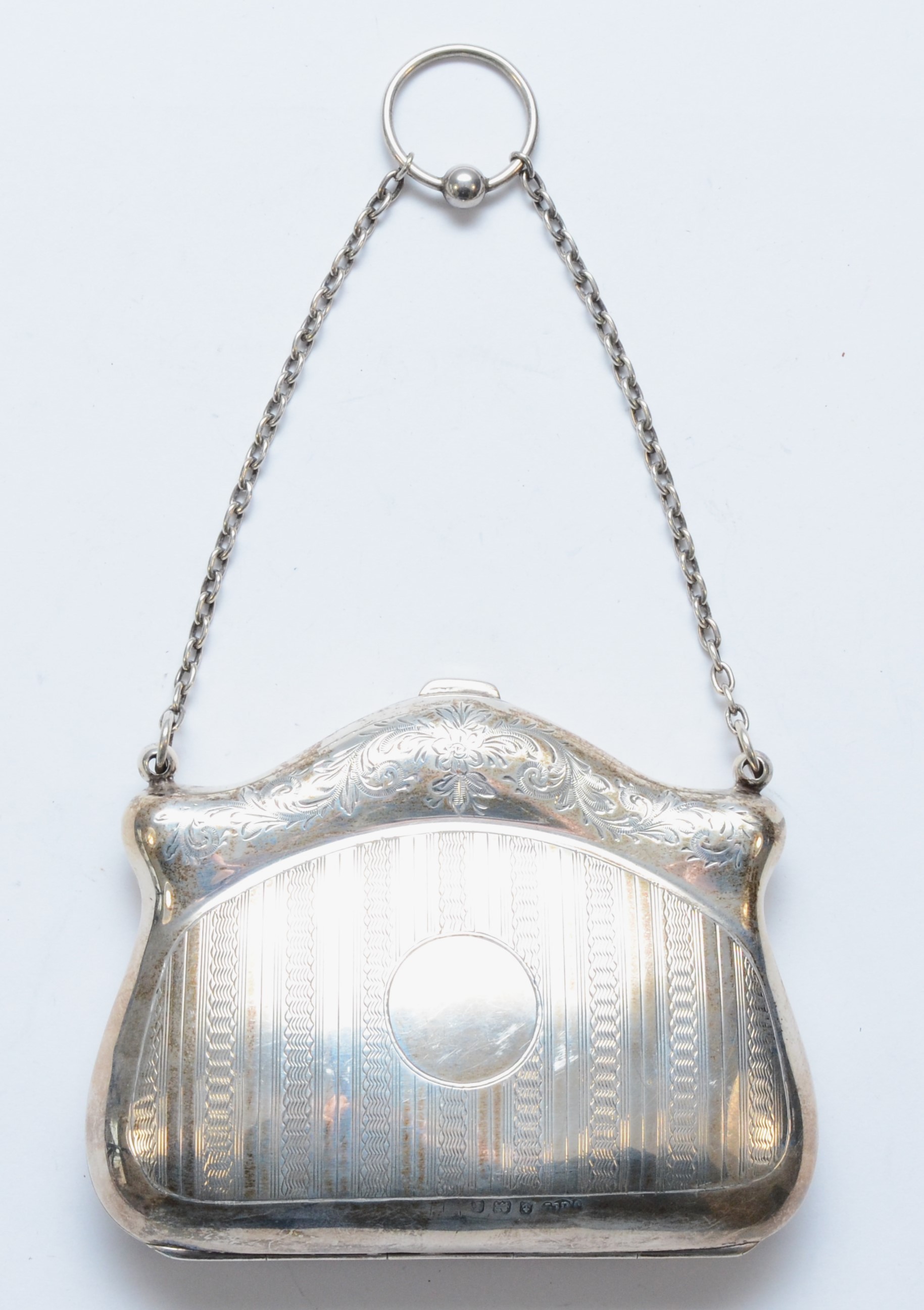 A silver purse, Birmingham 1910, with fitted interior, 10 x 8cm, 93gms