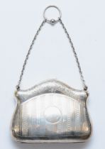A silver purse, Birmingham 1910, with fitted interior, 10 x 8cm, 93gms