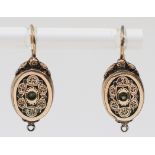 A gold cased and black enamel pair of 19th century Continental ear pendants, possibly Swiss, lacking