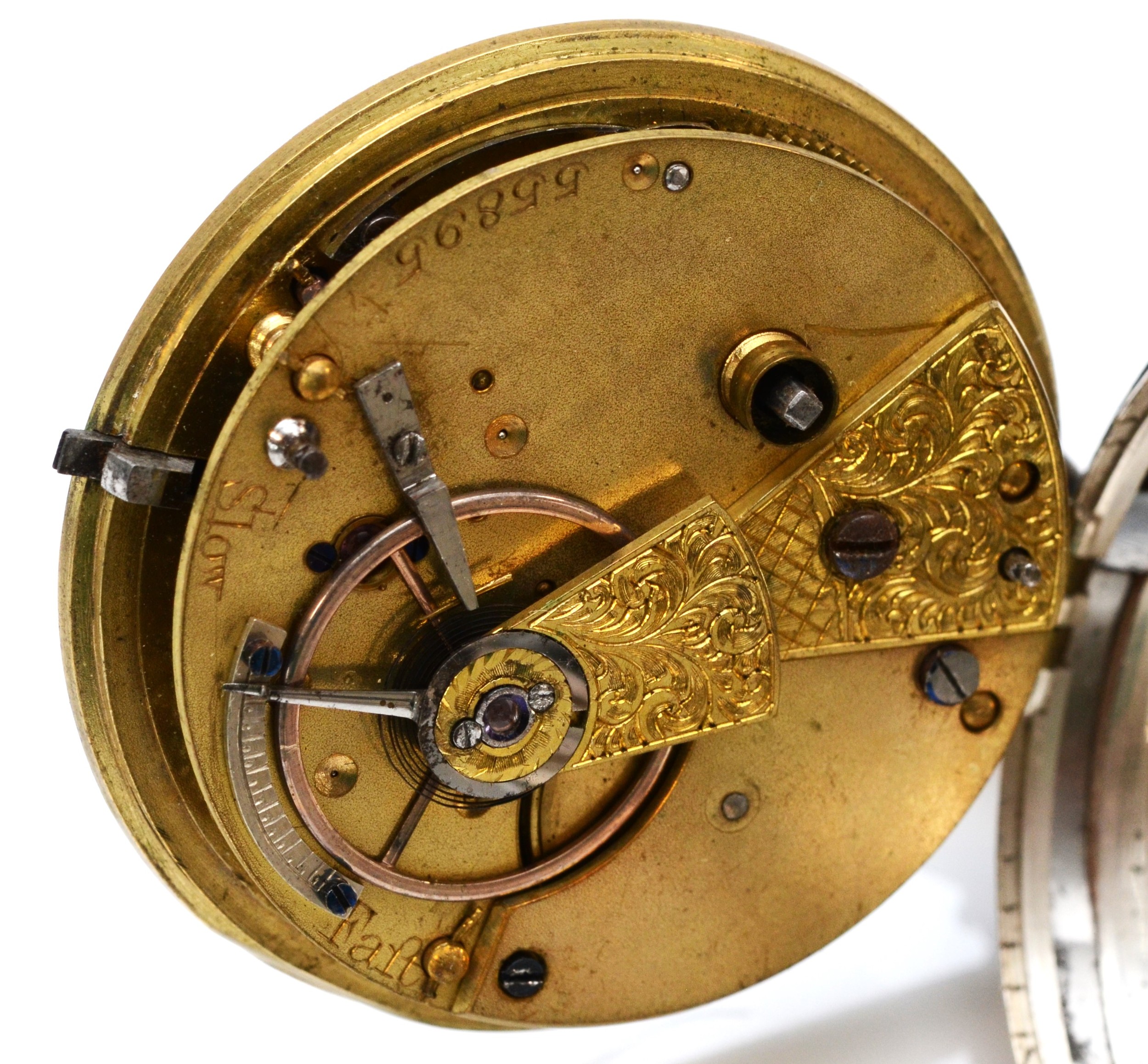 A silver key wind open face pocket watch, London 1876, 46mm, working when catalogued but not - Image 3 of 3