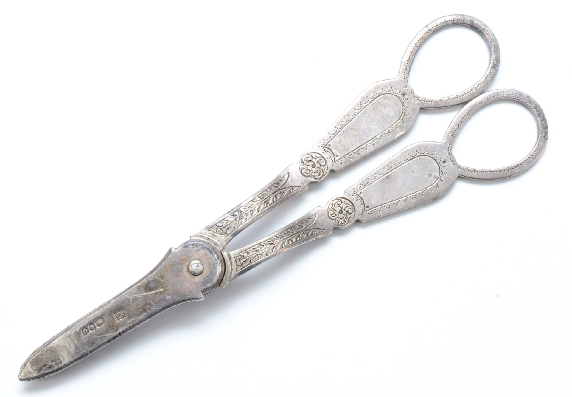 A Victorian pair of silver presentation grape scissors, by Edward Hutton, London 1891, inscribed " - Image 2 of 2