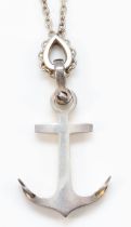 Knud V Anderson, a Norwegian heavy silver anchor pendant, 63mm, 60cm chain, 33gm