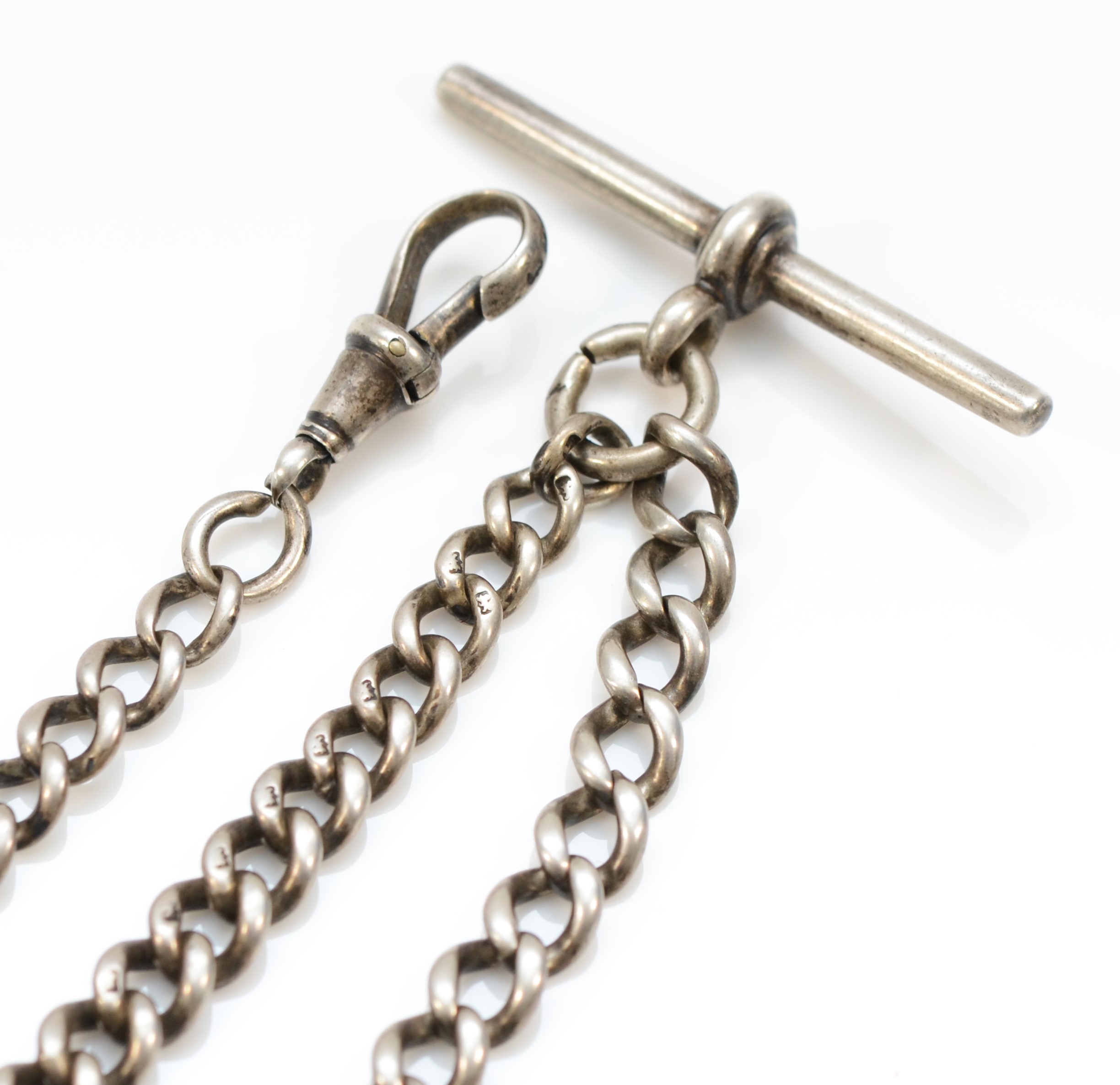 A silver graduated curb link single watch chain, Chester 1922, 36cm, 36gm - Image 2 of 2