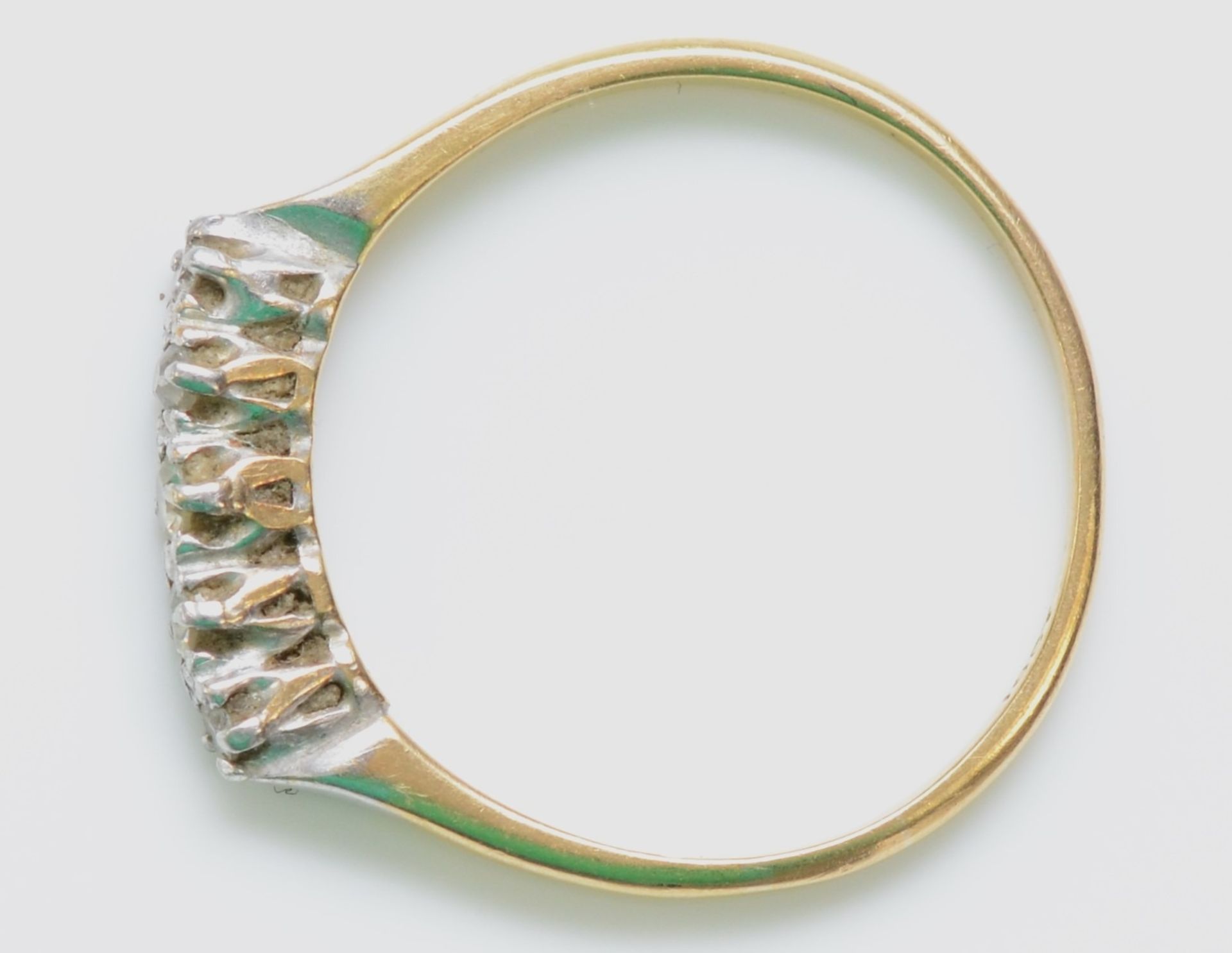 An 18ct gold five stone single cut diamond ring, S, 2.5gm - Image 2 of 2
