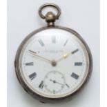 Waltham for Fattorini & Sons, a silver key wind open face pocket watch, Birmingham 1912, 51mm,