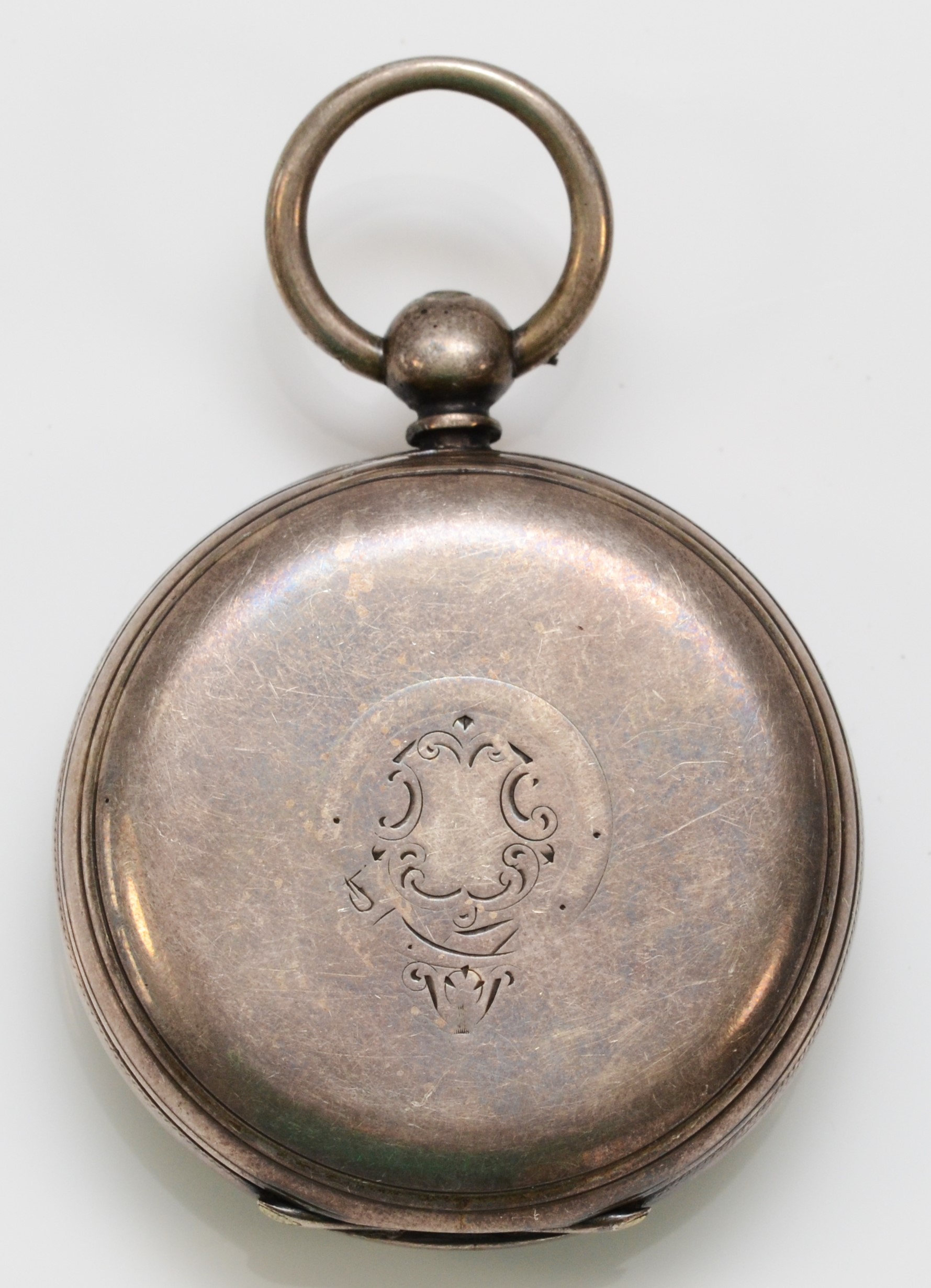 A silver key wind open face pocket watch, London 1876, 46mm, working when catalogued but not - Image 2 of 3