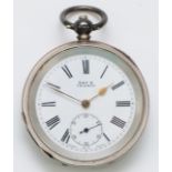 Kay's Triumph, silver key wind open face pocket watch, London import 1910, 50mm, working when