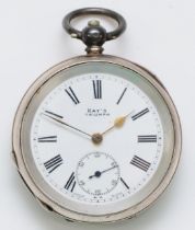 Kay's Triumph, silver key wind open face pocket watch, London import 1910, 50mm, working when