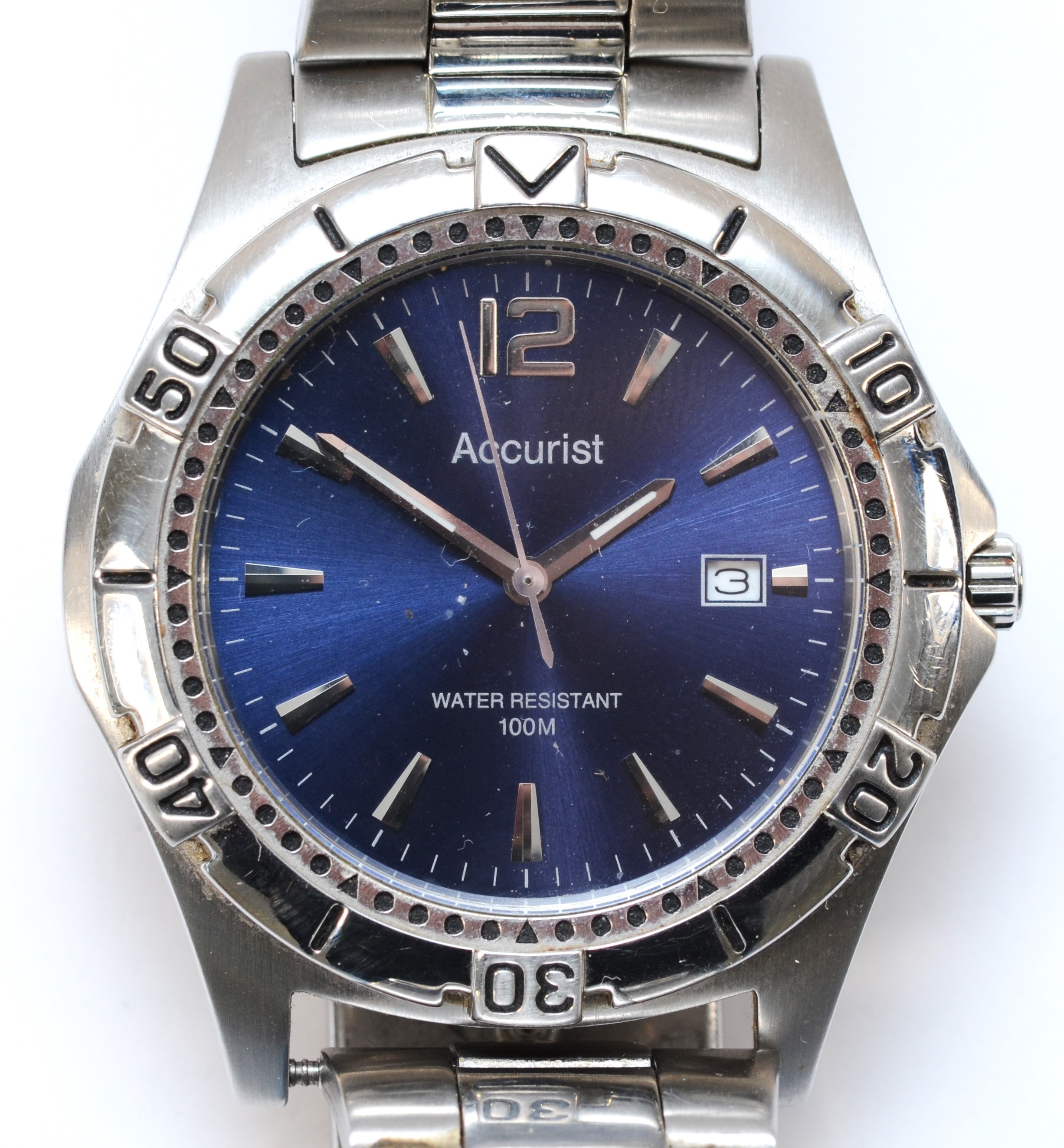 Accurist, a stainless steel date quartz gentleman's wristwatch,ref MB766, 38mm.