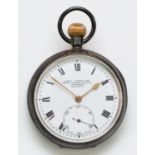 Rival, a silver keyless wind open face pocket watch, London import 1919, retailed by Wards Stores